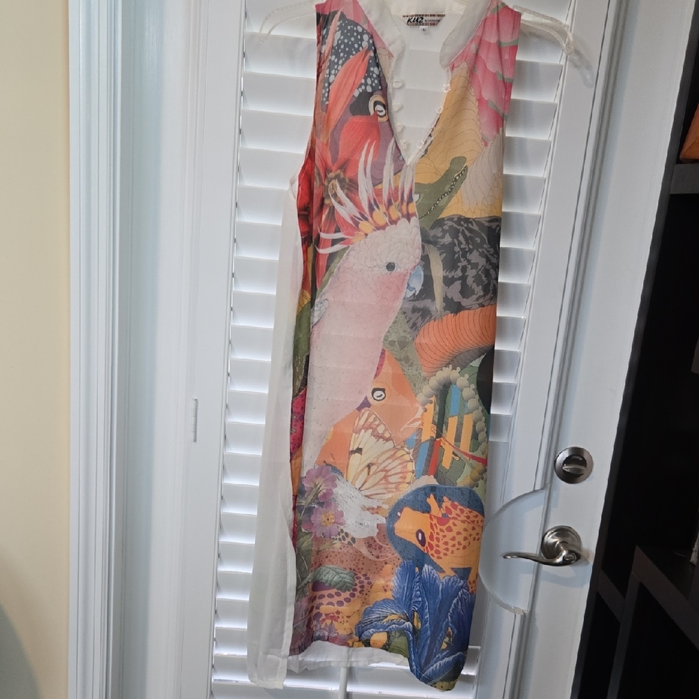 Colorful Sleeveless Parrot Print Dress